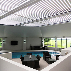 Pergolas électriques en aluminium réglables avec toit à lames orientables rétractables pour <span class=keywords><strong>couverture</strong></span> de piscine - Product Image 6