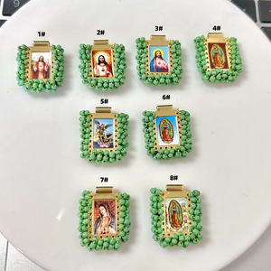 JS1822 fait à la main graine perlée or vierge marie Madonna scapulaire pendentif breloques bracelets religieux scapulaire fournitures catholiques - Product Image 1