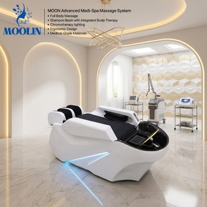 MOOLIN Lit de massage capillaire multifonctionnel moderne et automatique, fauteuil de lavage de cheveux électrique pour salon de coiffure - Product Image 1