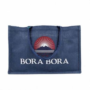 Sac de shopping réutilisable en jute naturel avec logo personnalisé imprimé - Product Image 1
