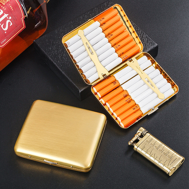 cigarette square Wholesale Luxury Portable Golden Square Metal Cigarette Case