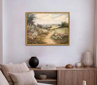 12X16 Pouces Encadré Vintage Style Campagne Paysage Toile Mur Art Imprimer Ferme Wildflower Prairie Affiche pour Salon