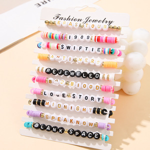 Fashion Jewelry Letter <b>Beaded</b> <b>Bracelets</b> Colorful Polymer Clay Alphabet Charm Women Gift Accessories - Product Image 1