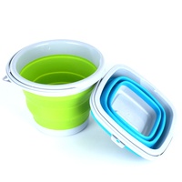 Seau pliable en plastique portable pour l'extérieur, lavage de voiture, pêche, lavage de pinceaux, mélange d'aliments, transport d'eau, 5L-10L