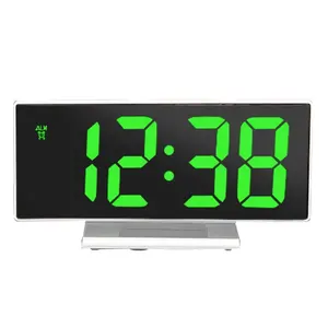 Lcd Digital Alarm Clock Smart LED Digital Light Large LCD Screen Digital Mirror Table Alarm Clock With Temperature Display