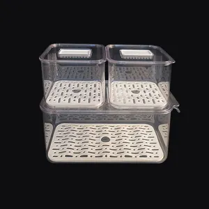 3 Packs Stackable Refrigerator Storage Containers Sets Plastic Bins Acrylic Fridge Organizers
