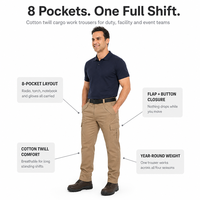 Pantalon Cargo Homme Personnalisé en Sergé de Coton, Uniforme de Garde de Sécurité, Pantalon de Travail Multi-Poches pour Patrouille et Sécurité des Installations