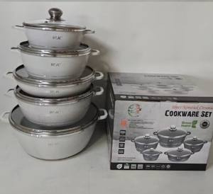 Ensemble de casseroles en aluminium pour famille, 10 pièces, 20/24/28/32 cm, casserole profonde, poêle peu profonde de 28 cm, revêtement antiadhésif en granit, compatible avec les cuisinières à gaz - Product Image 5