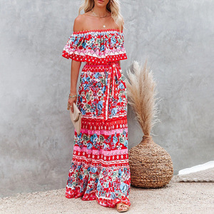 Nuova primavera ed estate nuova moda abito lungo con stampa <span class=keywords><strong>monospalla</strong></span> - Product Image 6
