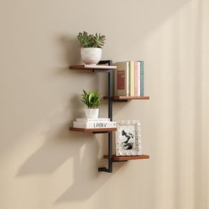 הבציר עץ diy מדף פתוח קיר רכוב בית תפאורה תליית מעמד המפעל - Product Image 5