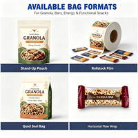 Sachet Doypack de qualité alimentaire haute résistance pour portion individuelle de granola, emballage de collation sous marque privée