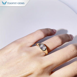 Alliance pour <span class=keywords><strong>homme</strong></span> Tianyu sertie de moissanite taille émeraude 5x7mm 1CTW D VVS, or massif 10K 14K 18K - Product Image 5