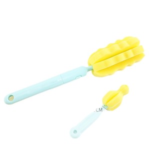 Ensemble de brosses à biberons avec tête en éponge détachable, manche long, nettoyeur de tétines, couleur rose et verte, matériau PP - Product Image 5