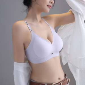Sujetador sin aros ultrafino y transpirable con estampado de letras, sexy, sin costuras, push-up, cómodo, invisible, para verano, con tiras de gel suave. - Product Image 5