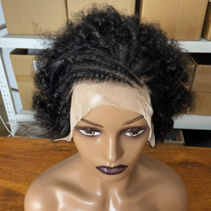 Perruques courtes en cheveux humains bouclés et <span class=keywords><strong>afro</strong></span>, <span class=keywords><strong>coupe</strong></span> pixie, tresses 13x4, perruque Bob à lacet frontal transparent pour femmes - Product Image 4