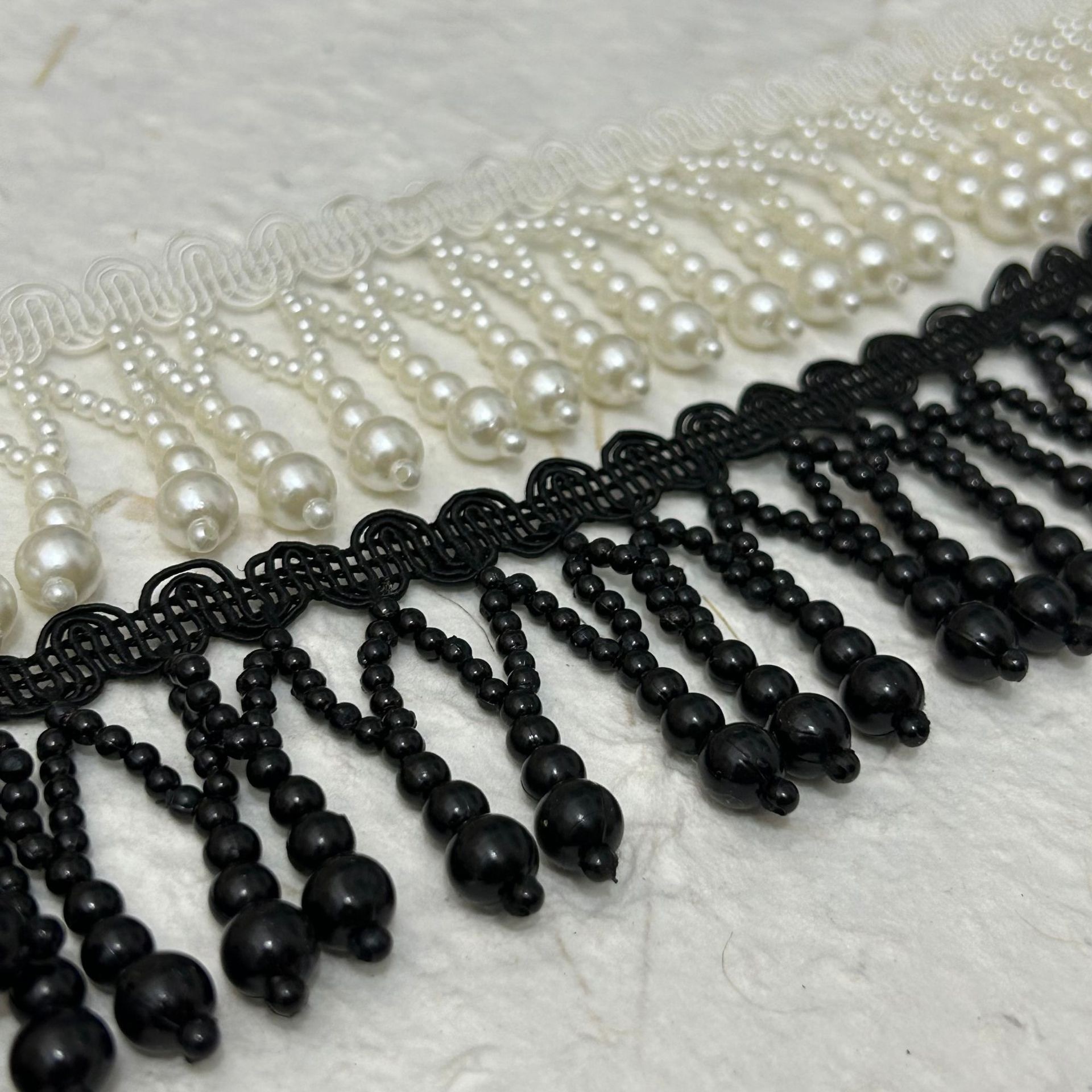 Frange De Perles Dorées - 1,15 M X 21 Cm - Pour Couture, Décoration Vêtements Et Déco Maison - 4