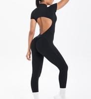 Combinaison de sport pour femme 2025, effet fessier galbé, séchage rapide, body de yoga, dos évidé, design sans couture, en Spandex/Nylon, manches courtes, demi-zip