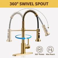 Robinet de cuisine avec 3 modes de pulvérisation, base de 10 pouces et rotation à 360 degrés, cartouche en céramique pour usage domestique et commercial