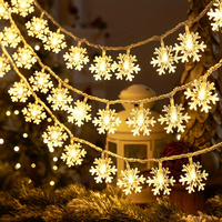 Guirlandes lumineuses LED en forme de flocons de neige en plastique alimentées par piles, lumières féériques pour mariage, chambre à coucher, maison, décoration de Noël