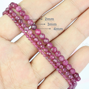 Perles de rubis naturelles taillées à facettes en vrac <span class=keywords><strong>pour</strong></span> la fabrication de <span class=keywords><strong>bijoux</strong></span> DIY 2mm 3mm 4mm 6mm - Product Image 2