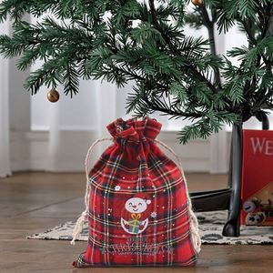 Nouvelle pochette cadeau en coton à carreaux de Noël 2025, sac à cordon, sac à bonbons, ensemble de Noël, pochette d'emballage pour cadeau de Noël - Product Image 6