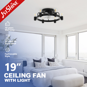 1stshine Ventilateur de plafond 19 "Classic Light Blubs Noir Ventilateur de plafond encastré avec télécommande - Product Image 1