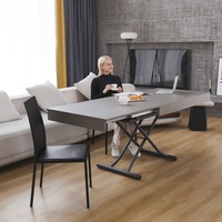 Table de salle à manger en bois MDF de style moderne, réglable en hauteur, trois tailles, table à café/à manger transformable extensible, convertible pour la maison