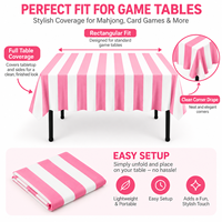Housse de table de jeu en toile de coton personnalisée, nappe de mahjong carrée rayée rose et orange, tapis de mahjong lavable en gros