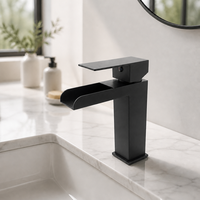 Robinet de salle de bain en acier inoxydable SUS304 sans plomb et résistant à la corrosion, finition noir mat haut de gamme, mitigeur cascade pour lavabo, fabriqué à Kaiping