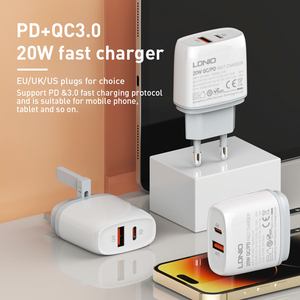 Q229 QC 18W PD 20W USB C Wall Charger Adapter Cell Phone <strong>Fast</strong> <strong>Charging</strong> EU/UK/US <strong>Plug</strong> Type C Charger for Android - Product Image 2