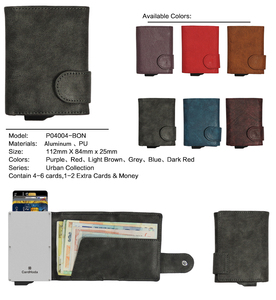 Tarjetero Delgado de Cuero PU Cardhoda con Cierre a Presión, Cartera Minimalista Unisex, Corta, con Bloqueo RFID y Clip para Billetes, Estilo Urbano - Product Image 2