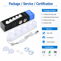 Kit d'éclairage portable pour miroir de maquillage à 5 ampoules LED USB avec ventouses