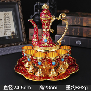 Juego de Vino de Lujo Vintage, Estilo Palacio Europeo, Decantador y Copas de Vino, Juego de Vino Exquisito con Relieve de Aleación - Product Image 6