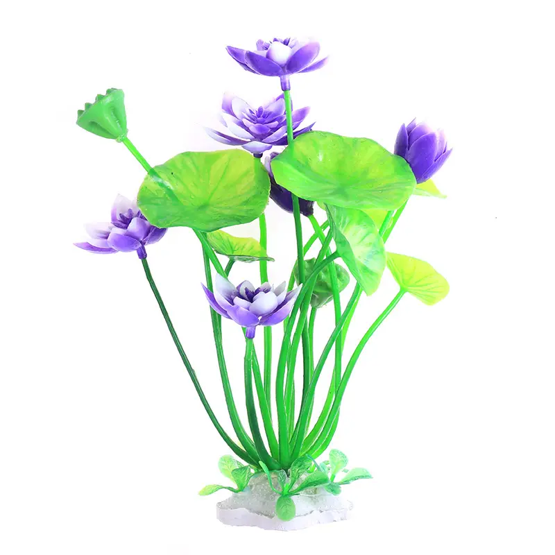 水槽シミュレーション水草装飾品人工プラスチック植物蓮の花水族館のための手作りの装飾