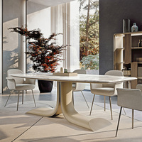 Ensemble moderne de salle à manger 8 10 places en marbre naturel, table à manger et chaises pour villa