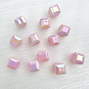 Cuentas cuadradas pequeñas prismáticas chapadas en Color UV translúcido DIY pulseras collar accesorios cuentas acrílicas cuentas de cubo de azúcar - Product Image 4