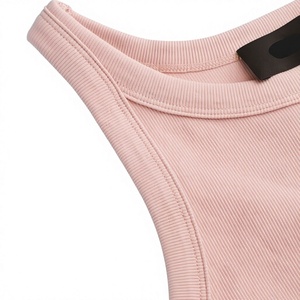 Women's Solid Rib Knit <b>Crop</b> Tank <b>Top</b> Sleeveless Crew Neck Minimalist Solid Color <b>Cami</b> Vest All Seasons Breathable Spandex Cotton - Product Image 3