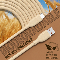 Cable USB Tipo C de Carga Rápida, Ecológico, Hecho con PLA, PHA, Paja de Trigo Reciclada, 100% Biodegradable, Trenzado, para Cámara, OEM ODM