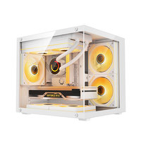 Boîtier PC ATX de haute qualité avec panneau latéral en verre transparent, boîtier de PC de bureau pour jeux, compatible avec les cartes mères M-ATX/ITX