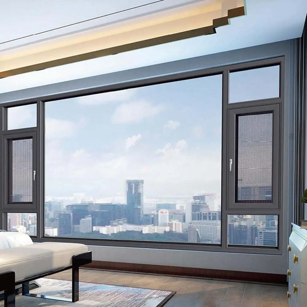 Personalizzazione delle dimensioni Design moderno finestre e porte scorrevoli in vetro di alluminio di lusso