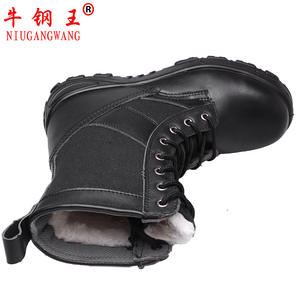 Bottes de travail montantes en cuir de vachette avec embout en acier, anti-perforation, résistantes aux chocs, chaudes pour l'hiver, pour hommes, taille 36 - Product Image 4