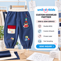 Smiledotkids Pantalons de jogging personnalisés pour enfants, bleu marine, broderie voiture, doux, OEM ODM, pour tout-petits garçons et filles, vente en gros, nouveauté
