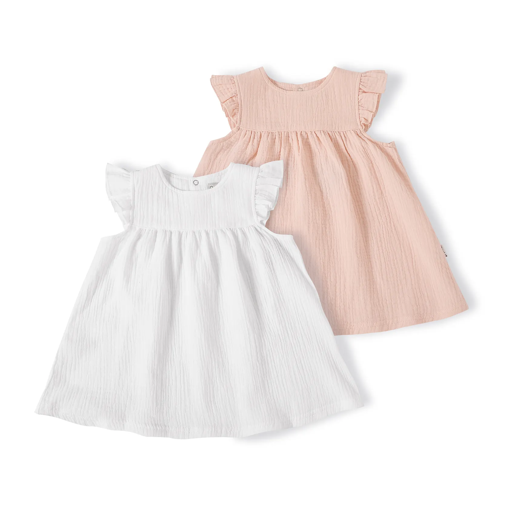 Kunden spezifische Musselin Baby Kleidung Kleider Mädchen Neugeborene Mädchen Kleider Baby Sommerkleid Lässig gewebte kurze Unisex 100% Baumwolle Fotos