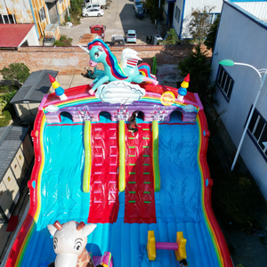 Château gonflable Douerfei <span class=keywords><strong>Dreamland</strong></span> Unicorn, prix de gros, écologique, avec plusieurs toboggans, combo pour aire de jeux extérieure pour enfants - Product Image 2
