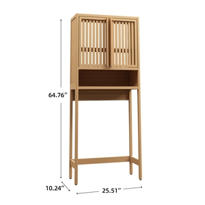 <span class=keywords><strong>Meuble</strong></span> de rangement en bambou pour toilettes avec étagère et placard, organisateur de salle de bain gain de place <span class=keywords><strong>au</strong></span>-<span class=keywords><strong>dessus</strong></span> des toilettes, mobilier naturel OEM - Product Image 1