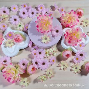 ดอกไม้ประดิษฐ์ชุดกุหลาบสีชมพู 50 ชิ้น คุณภาพสูงเหมือนจริง DIY ฮั่นฝู ของตกแต่งงานแต่งงาน - Product Image 4
