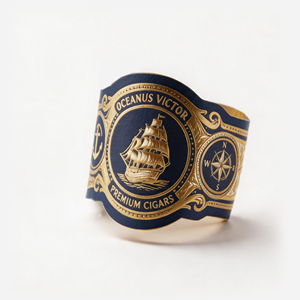 Étiquettes personnalisées gaufrées à chaud en feuille d'or pour bandes de cigares, étiquettes texturées avec logo, emballage de tabac, anneaux de cigares ornés, étiquettes découpées à la forme - Product Image 5