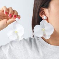 KAIMEI 2025 nueva llegada joyería de moda océano mariposa flor multicapa pétalo pendiente grande Punk tela plástico flor pendiente