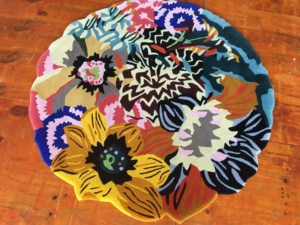 Karpet Wol Kustom Kualitas Tinggi Karpet Area untuk Kamar Anak Karpet Pola Bunga Berumbai Tangan - Product Image 3