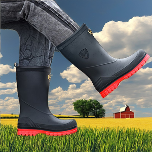 Botas de lluvia de trabajo de tubo medio de PVC para hombres, impermeables, duraderas, antideslizantes, zapatos de cocina de granja para hombres - Product Image 2